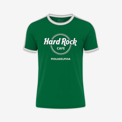 Adult Fit Philadelphia Ringer Tee Green and Silver
