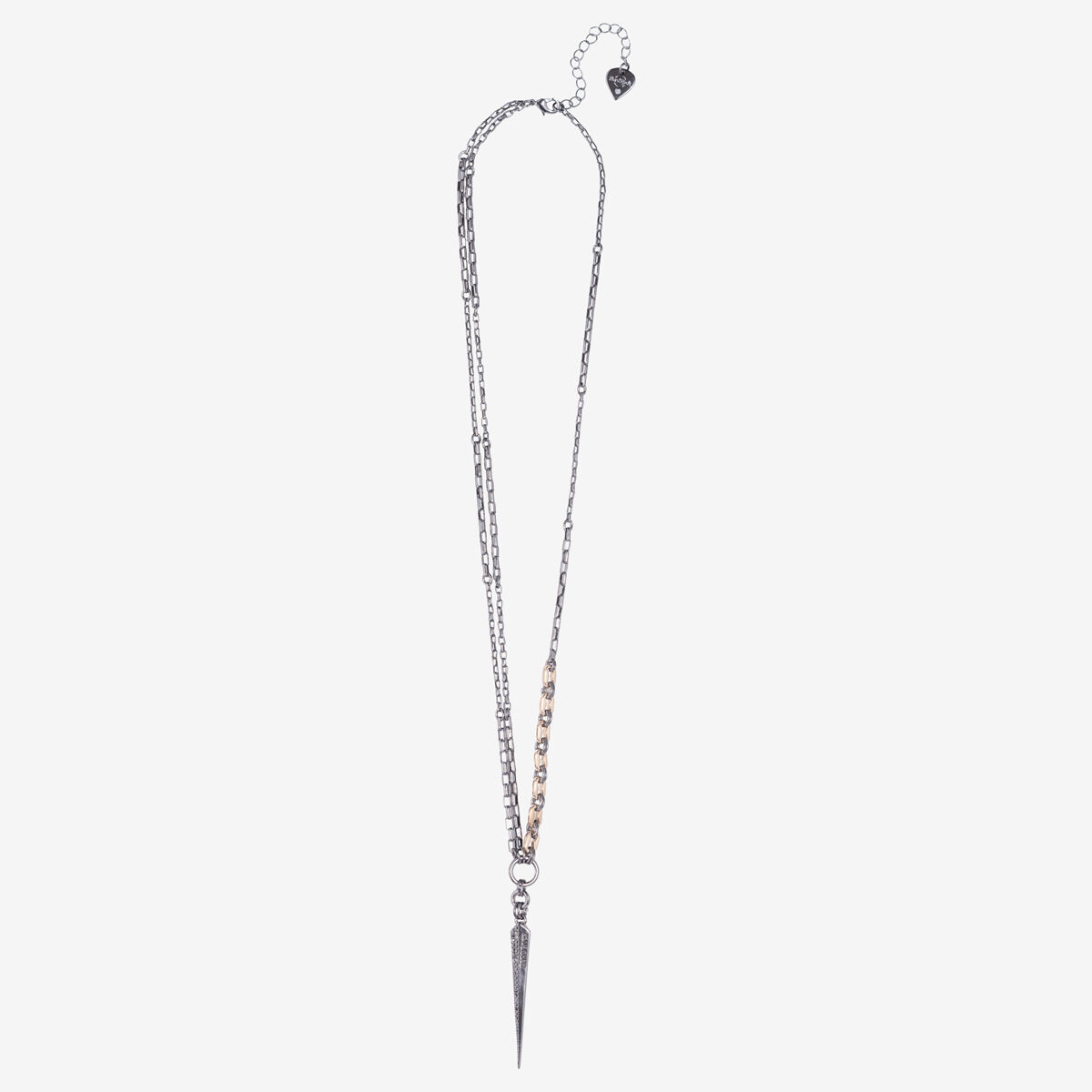 Single Spike Adjustable Necklace in Dual Tone Gunmetal