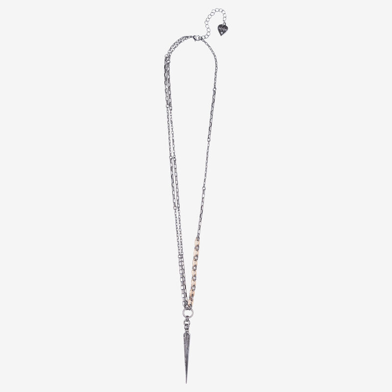 Single Spike Adjustable Necklace in Dual Tone Gunmetal
