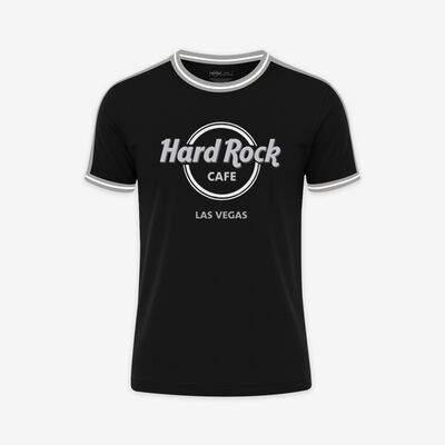 Adult Fit Las Vegas Ringer Tee in Black and Silver