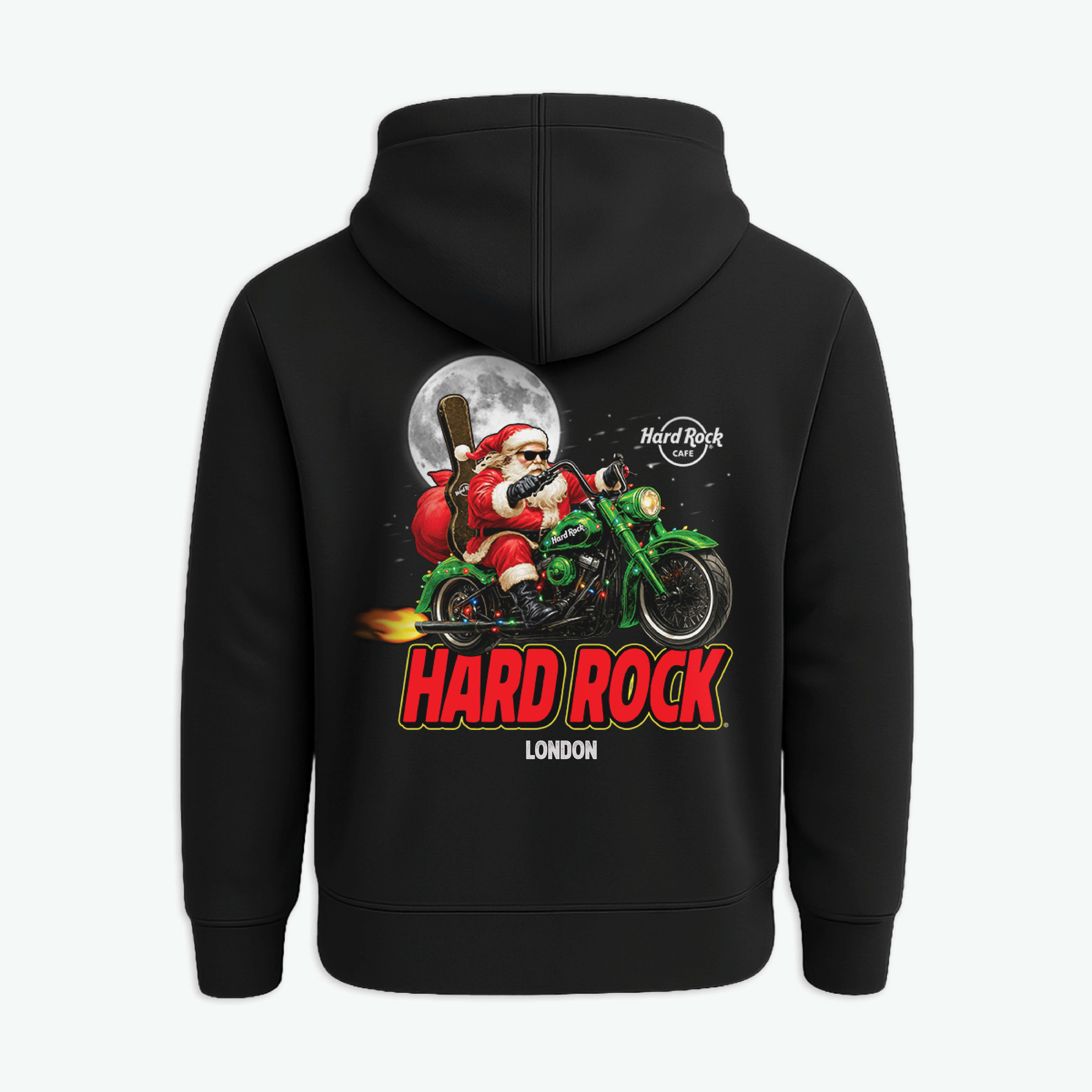 Santa Biker Full Zip Hoodie in Black | Online Rock Shop