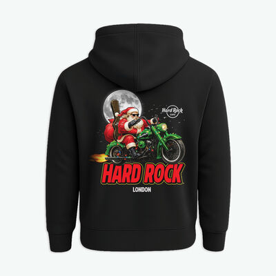 Santa Biker Full Zip Hoodie in Black