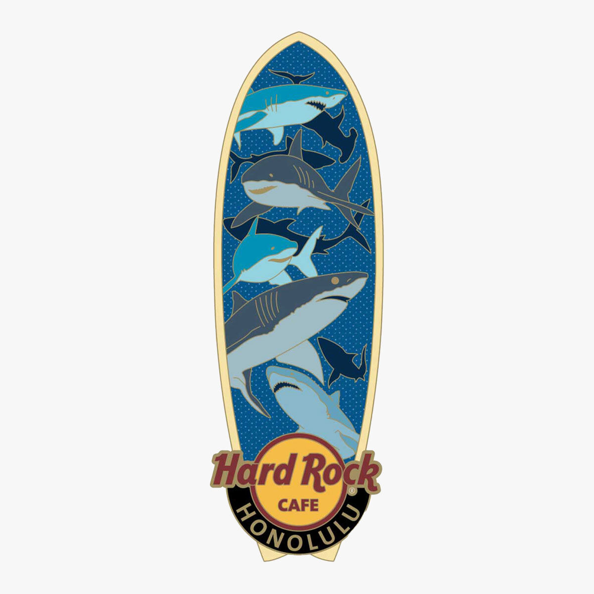 Honolulu Shark Surfboard Pin | Online Rock Shop
