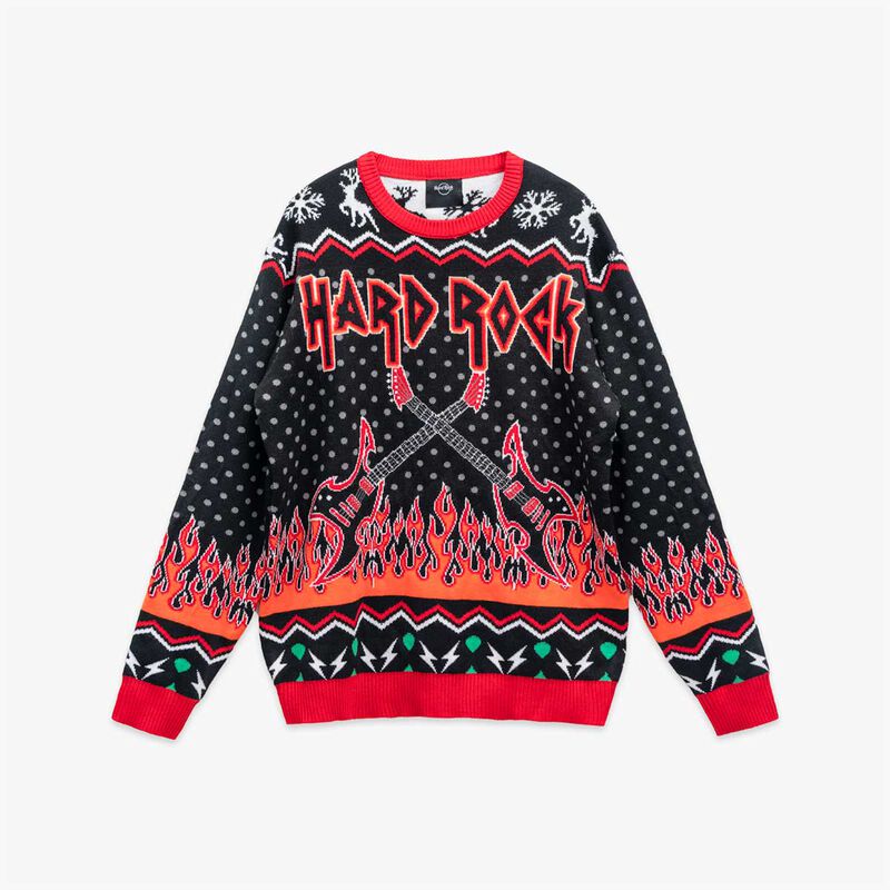 Sweatshirt Père Noël Guitare Rock Merry Christmas - Pull Festif Rock'n'Roll