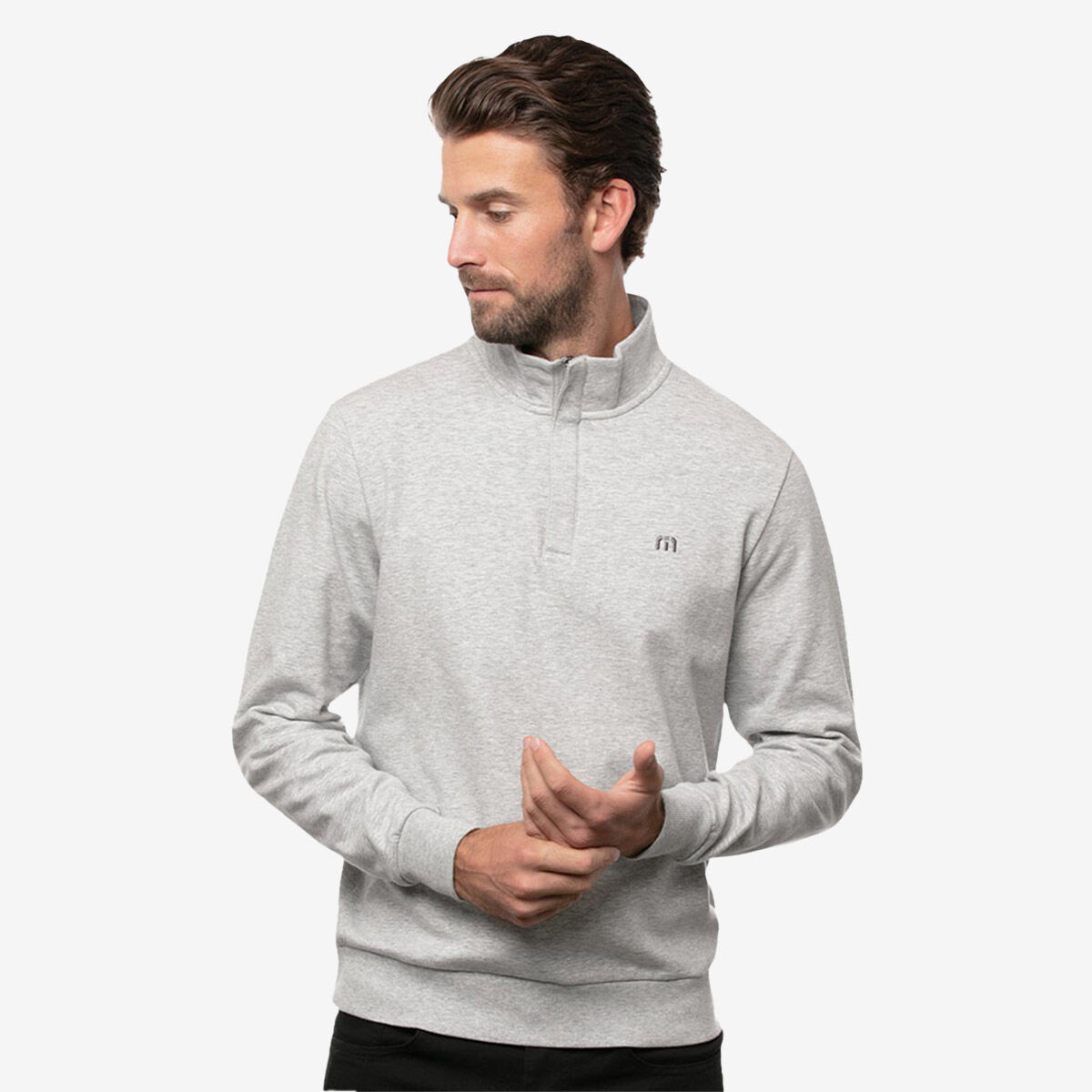 Grey fashion quarter zip fleece