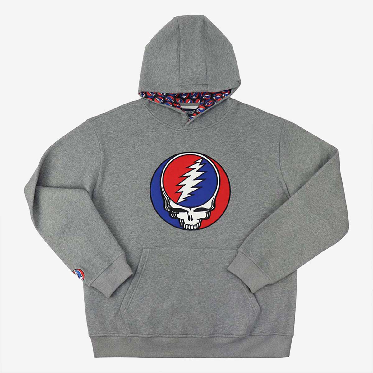 Grateful Dead Lightning Bolt Skull Hoodie in Grey