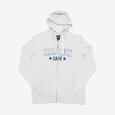 Chenille Logo Zip Hoodie In Oatmeal Heather Chenille Logo Zip Hoodie In Oatmeal Heather