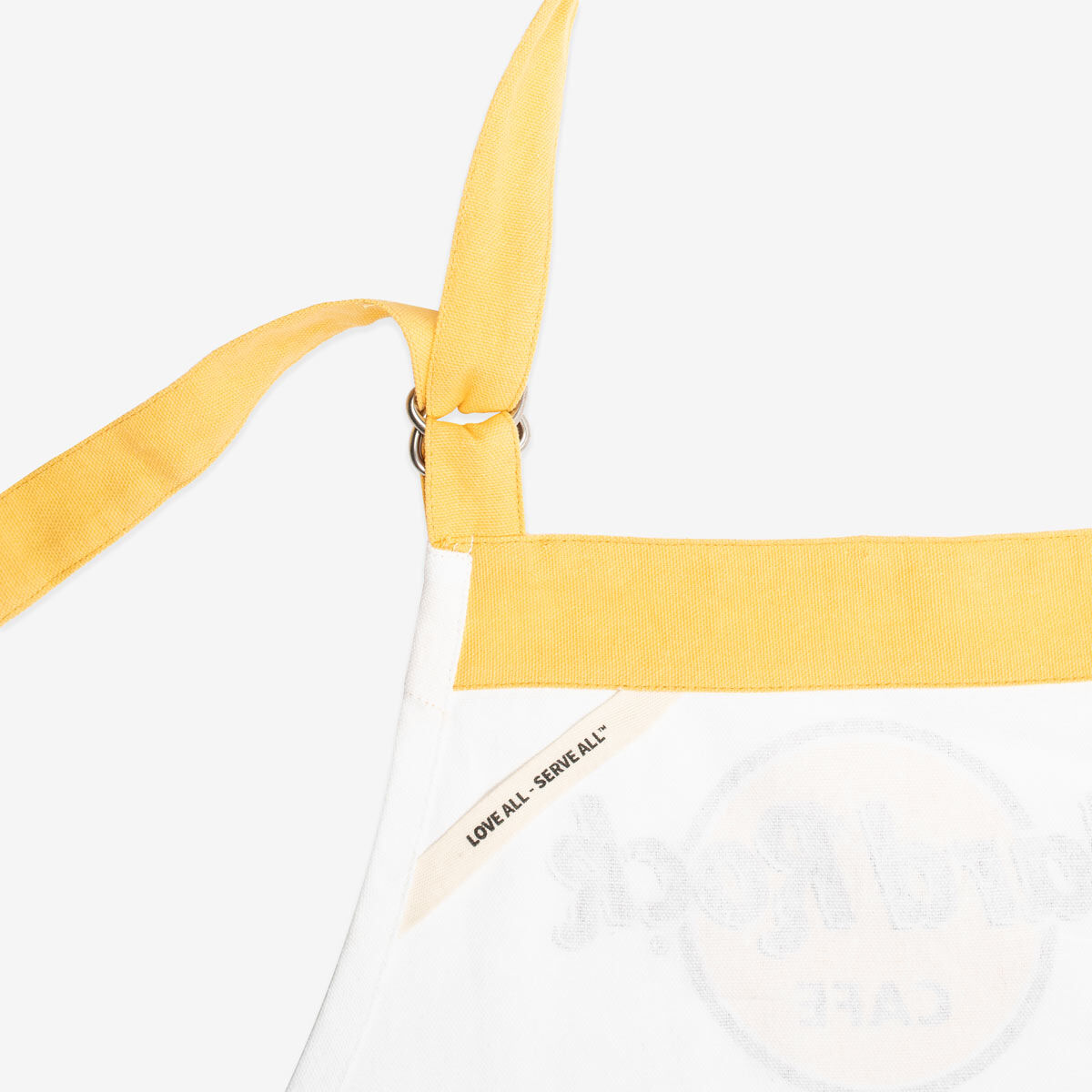 Hard Rock Cafe Logo Apron in White with Crimson Trim