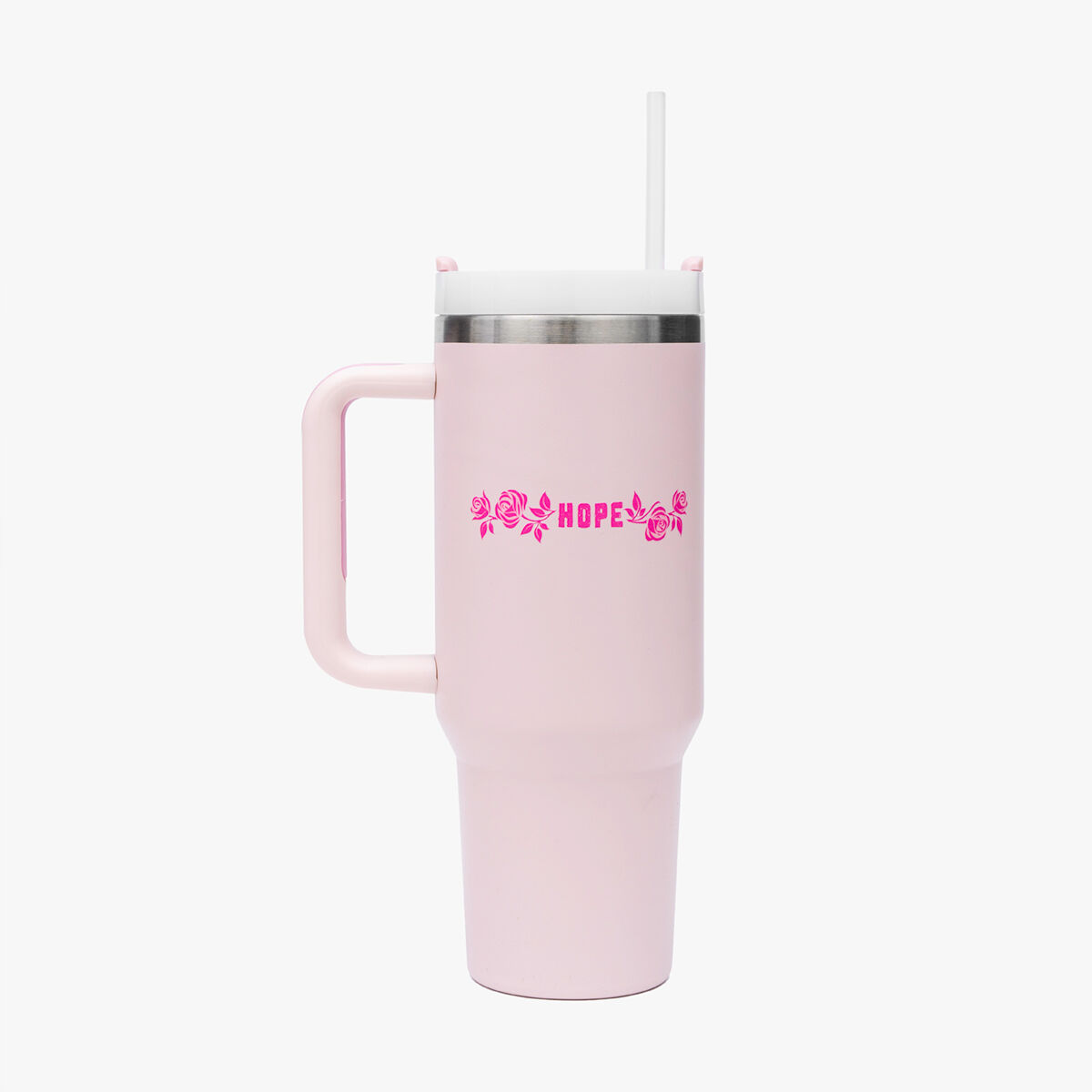 Pinktober Stainless Steel XL Tumbler with Handle | Online Rock Shop