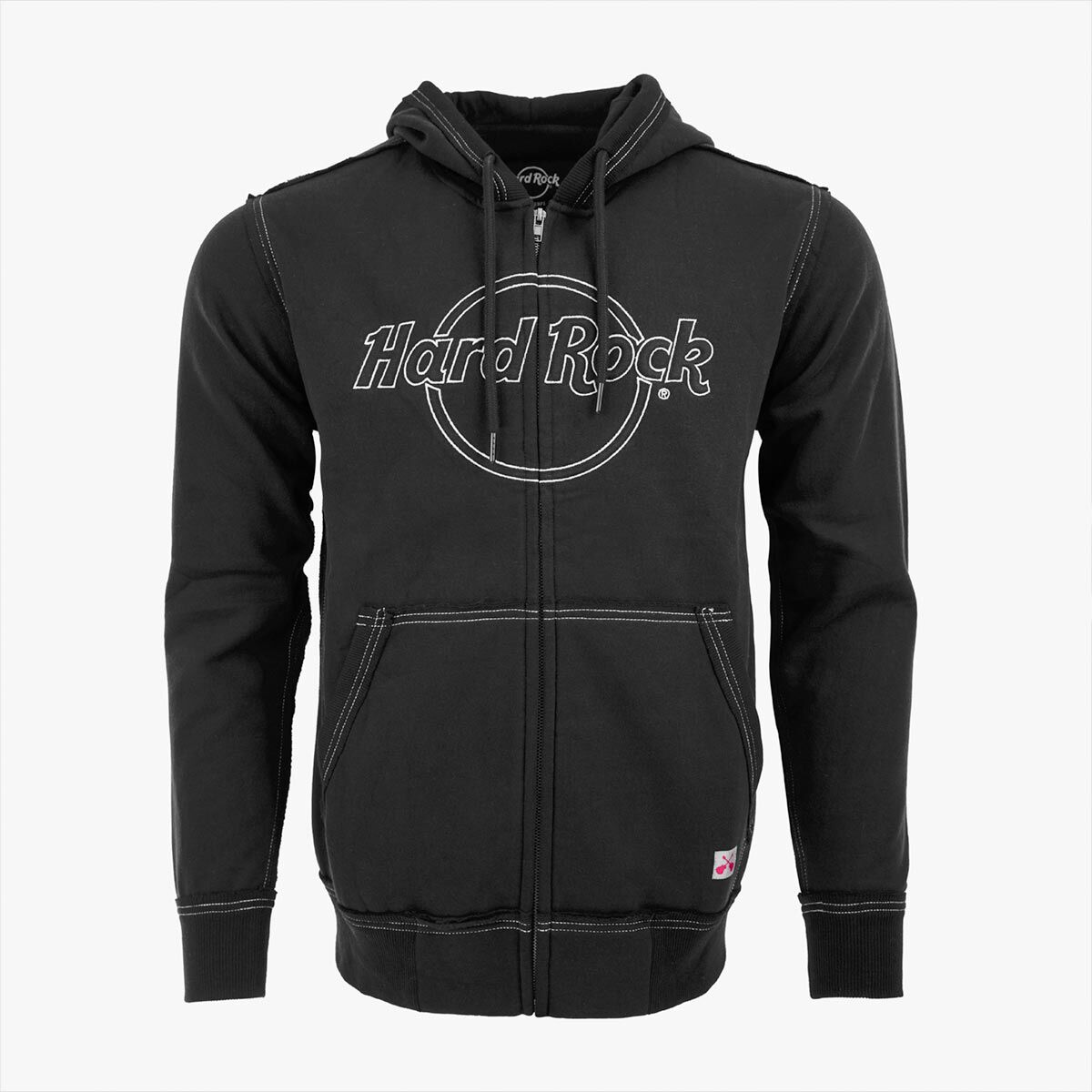 Adult Fit Logo Embroidery Zip Hoodie in Black Online Rock Shop