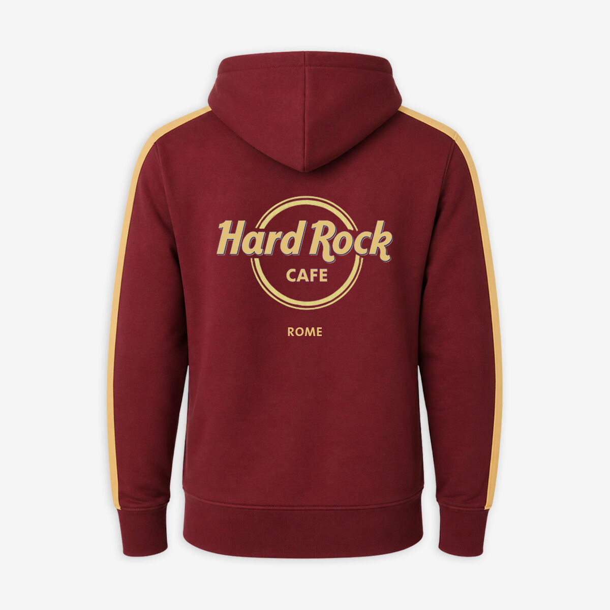 Hard Rock Cafe Rome Full Zip Fleece Hoodie Maroon Gold | Sports