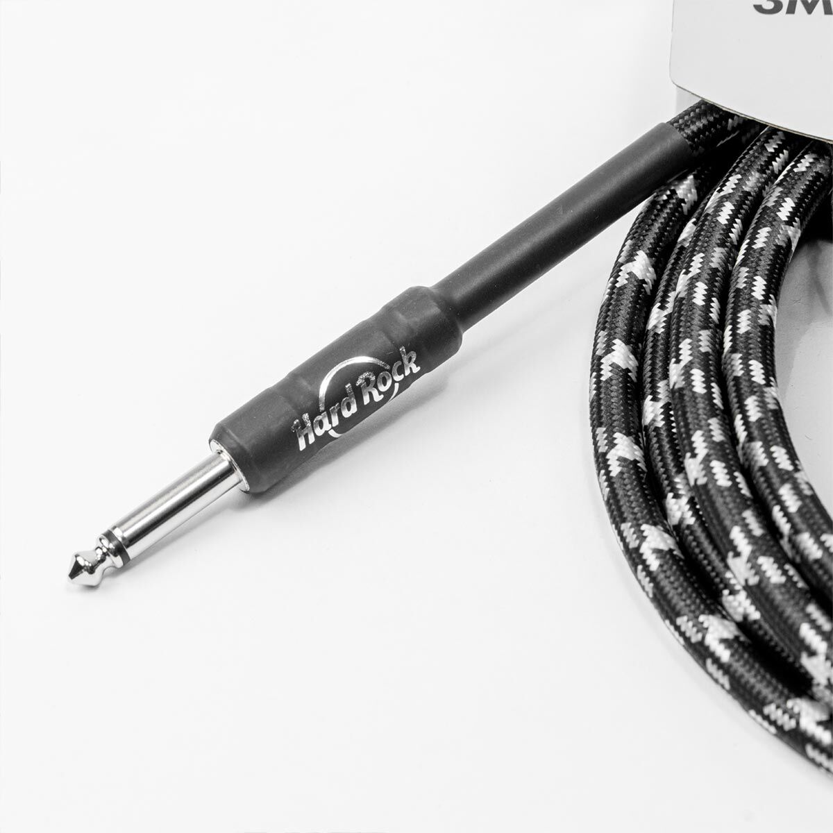 Fender x Hard Rock Instrument Cable 10 Inch in Black Tweed Fender x Hard Rock Instrument Cable 10 Inch in Black Tweed