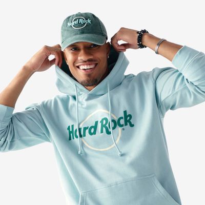 Hard Rock Adult Fit Pop of Color Hoodie in Light Aqua Hard Rock Adult Fit Pop of Color Hoodie in Light Aqua