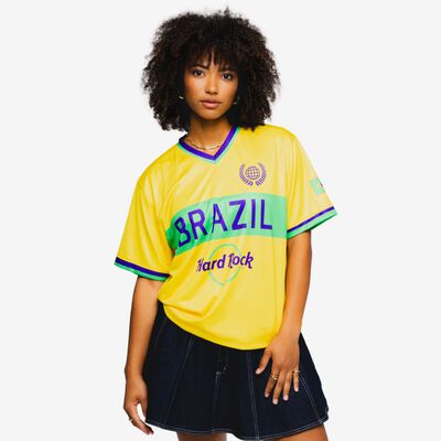 Brazil Soccer V-Neck Tee in Yellow