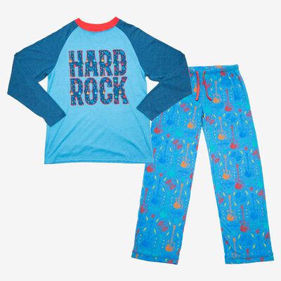 Cozy Holiday Mens Pajama Set in Blue Guitars Print Cozy Holiday Mens Pajama Set in Blue Guitars Print