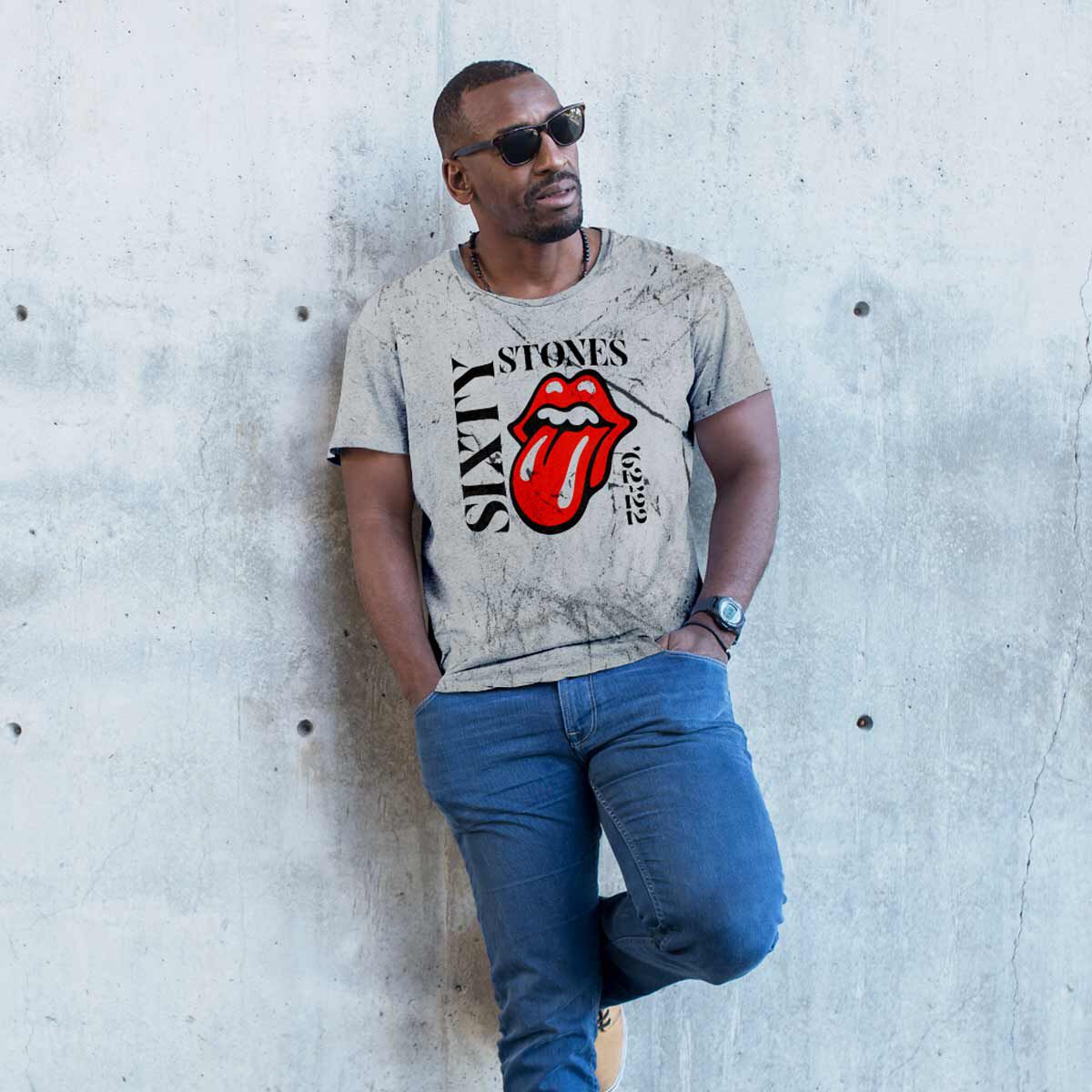 Rolling Stones Shortsleeve T Shirt in Washed Smoke Grey Online Rock Shop