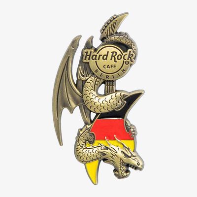 3D Dragon and Flag Guitar Pin