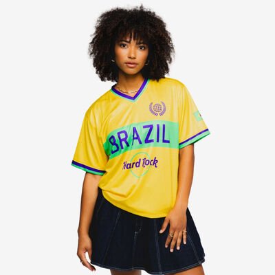 Brazil Soccer V-Neck Tee in Yellow