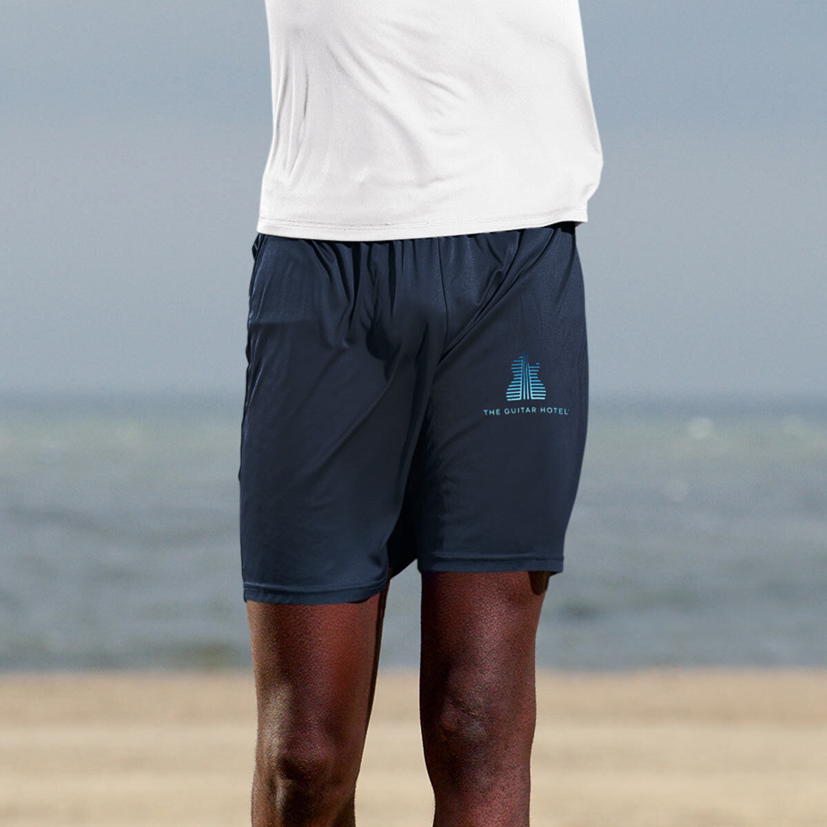 Adult Athleisure Shorts with Guitar Hotel Gradient Logo