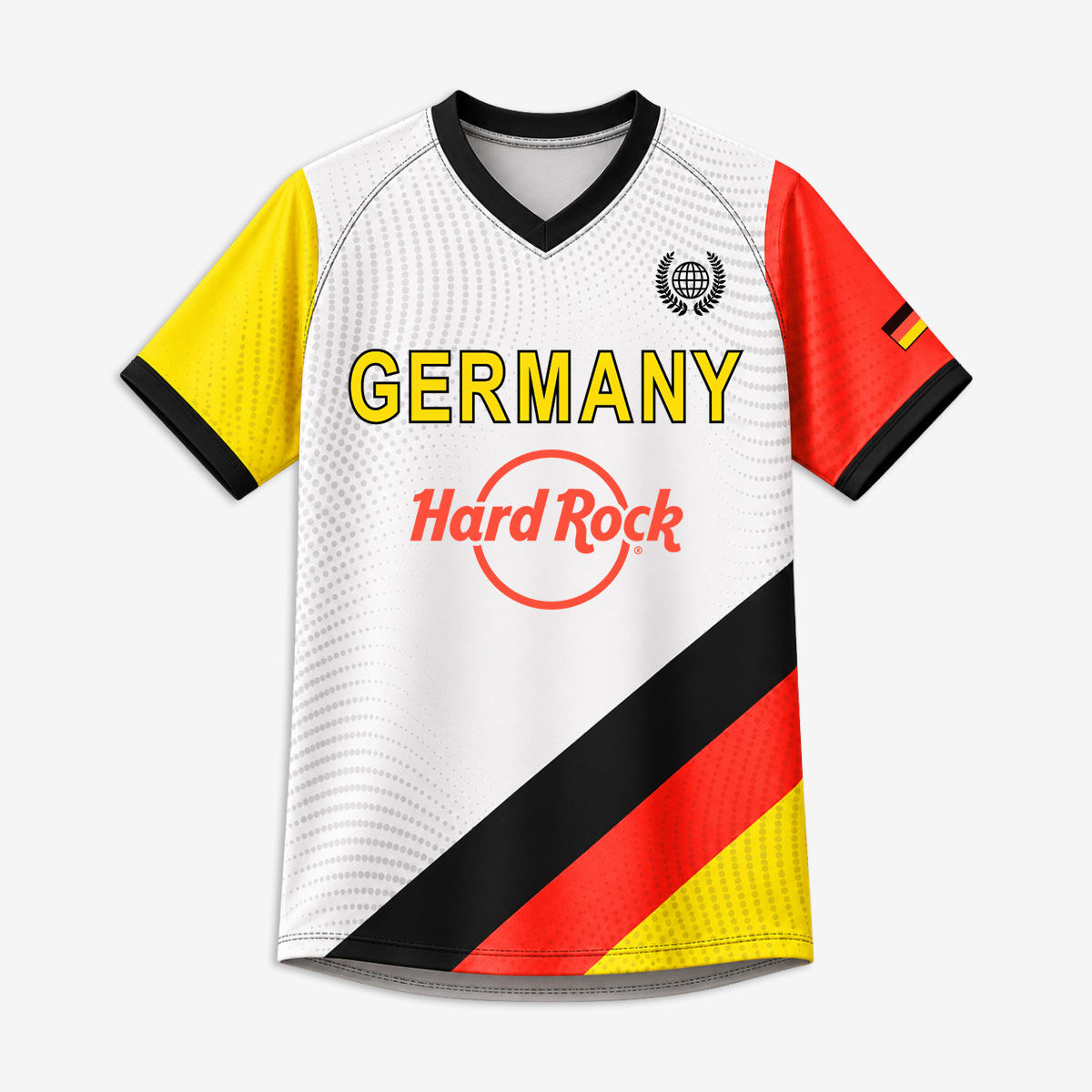Hard Rock Germany Soccer V-Neck Tee in White | Online Rock Shop