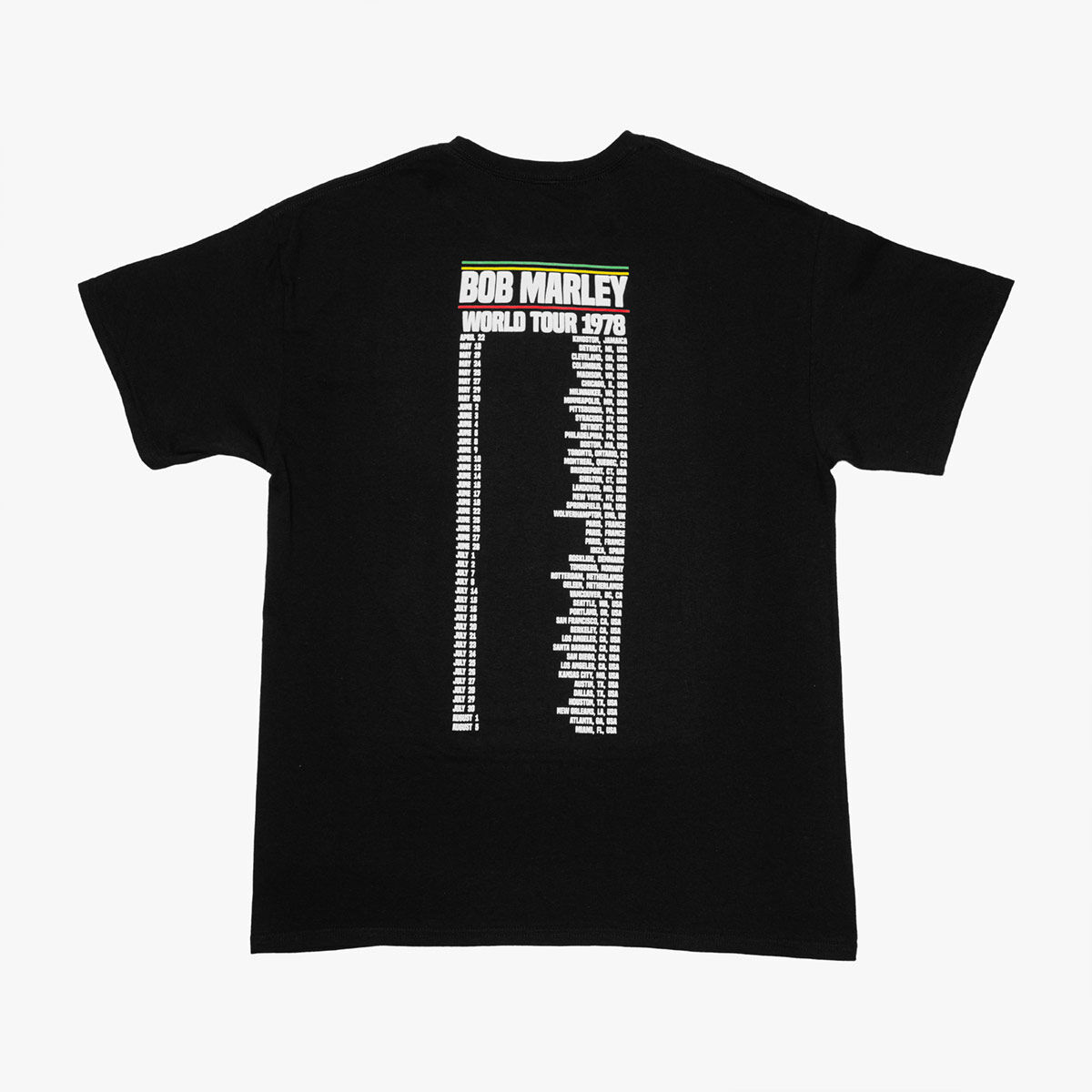 Bob Marley Adult Fit 1978 World Tour Tee Black | Online Rock Shop