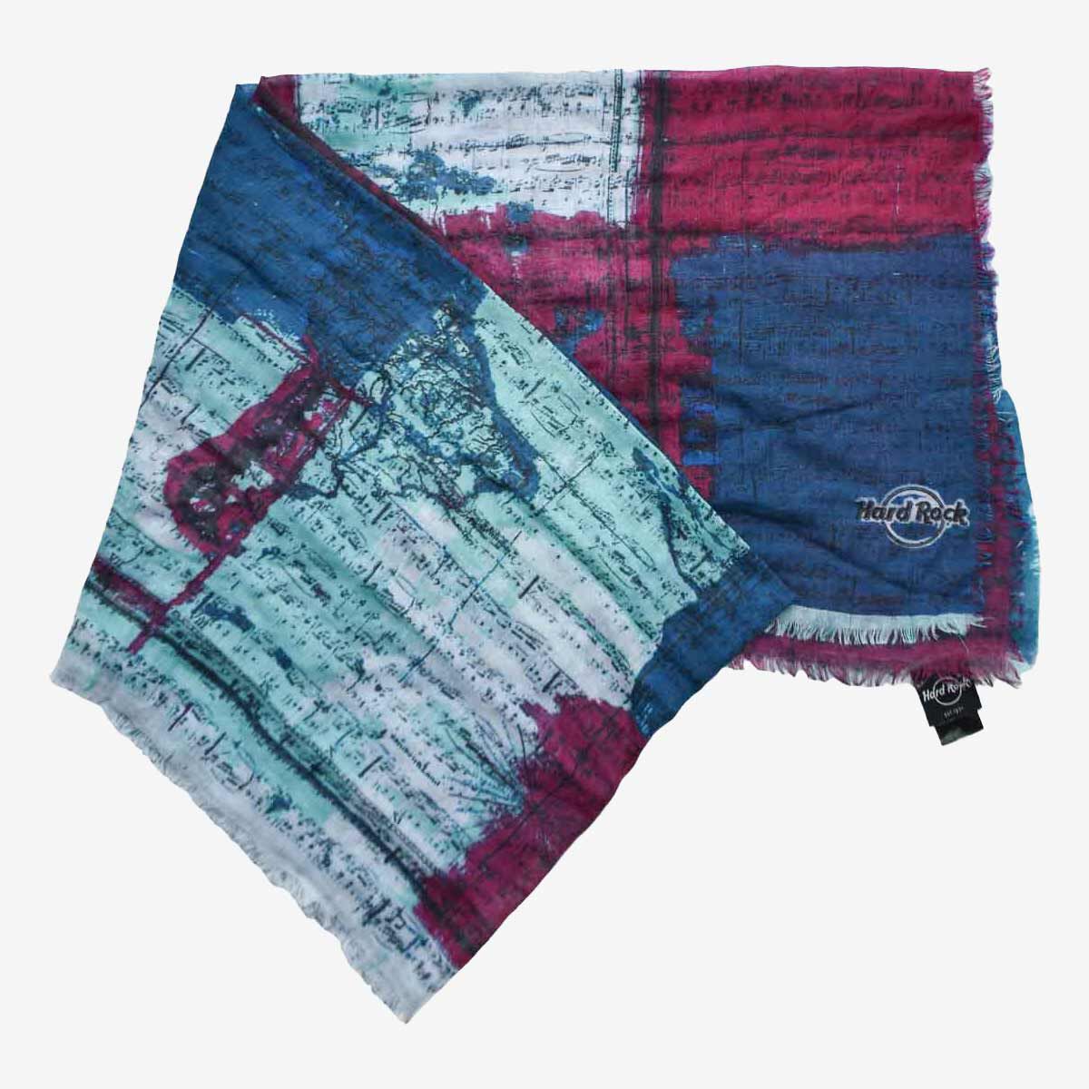 Map Print Scarf with Fringe in Multicolor Hues | Online Rock