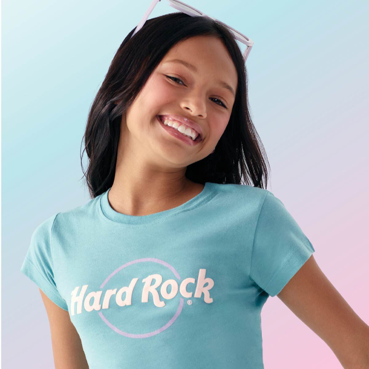 Hard Rock Youth Fit Pop of Color Tee in Light Aqua