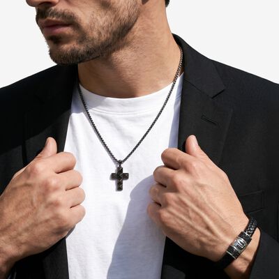 Ethos Black Sapphire Cross Pendant with 24" Chain