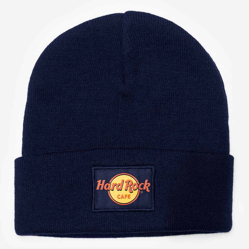 HR Woven Label Logo Fold Over Beanie Navy Online Rock Shop - Main Image