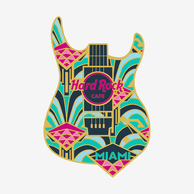 Collectible Miami Art Deco Guitar Pin Collectible Miami Art Deco Guitar Pin
