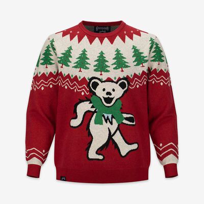 Grateful Dead Bear Tree Holiday Sweater in Red Grateful Dead Bear Tree Holiday Sweater in Red
