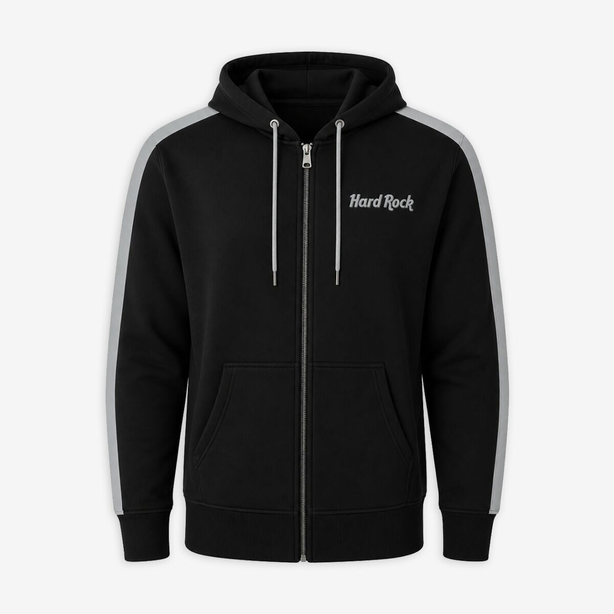 Hard Rock Cafe Las Vegas Full Zip Fleece Hoodie Black Silver