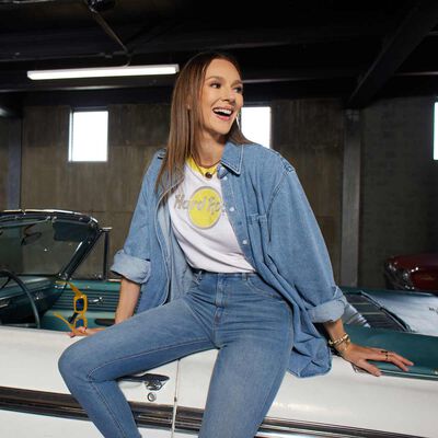 Contrast Ringer Tee in White and Yellow Contrast Ringer Tee in White and Yellow