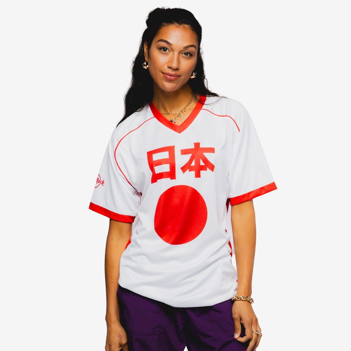 Hard Rock Japan Soccer V-Neck Tee in White | Online Rock Shop