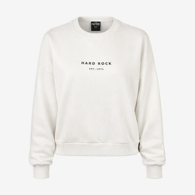 Womens Play Louder Crewneck Sweater in Off White