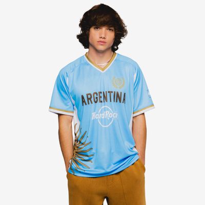 Argentina Soccer V-Neck Tee in Blue