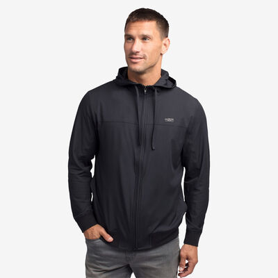 Travis Mathew x Hard Rock Wanderlust Zip Up Hoodie in Black Travis Mathew x Hard Rock Wanderlust Zip Up Hoodie in Black