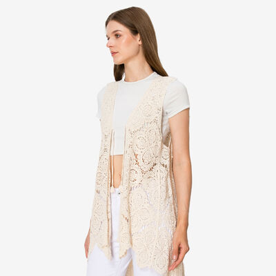 Crochet Duster Vest in Ivory Crochet Duster Vest in Ivory