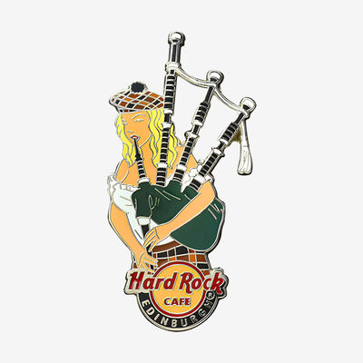 Edinburgh Bagpipe Girl Pin