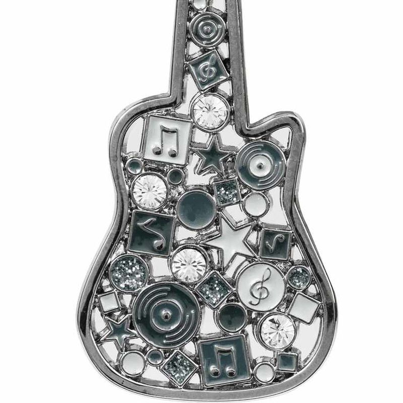 Guitar Mosaic Black Keychain