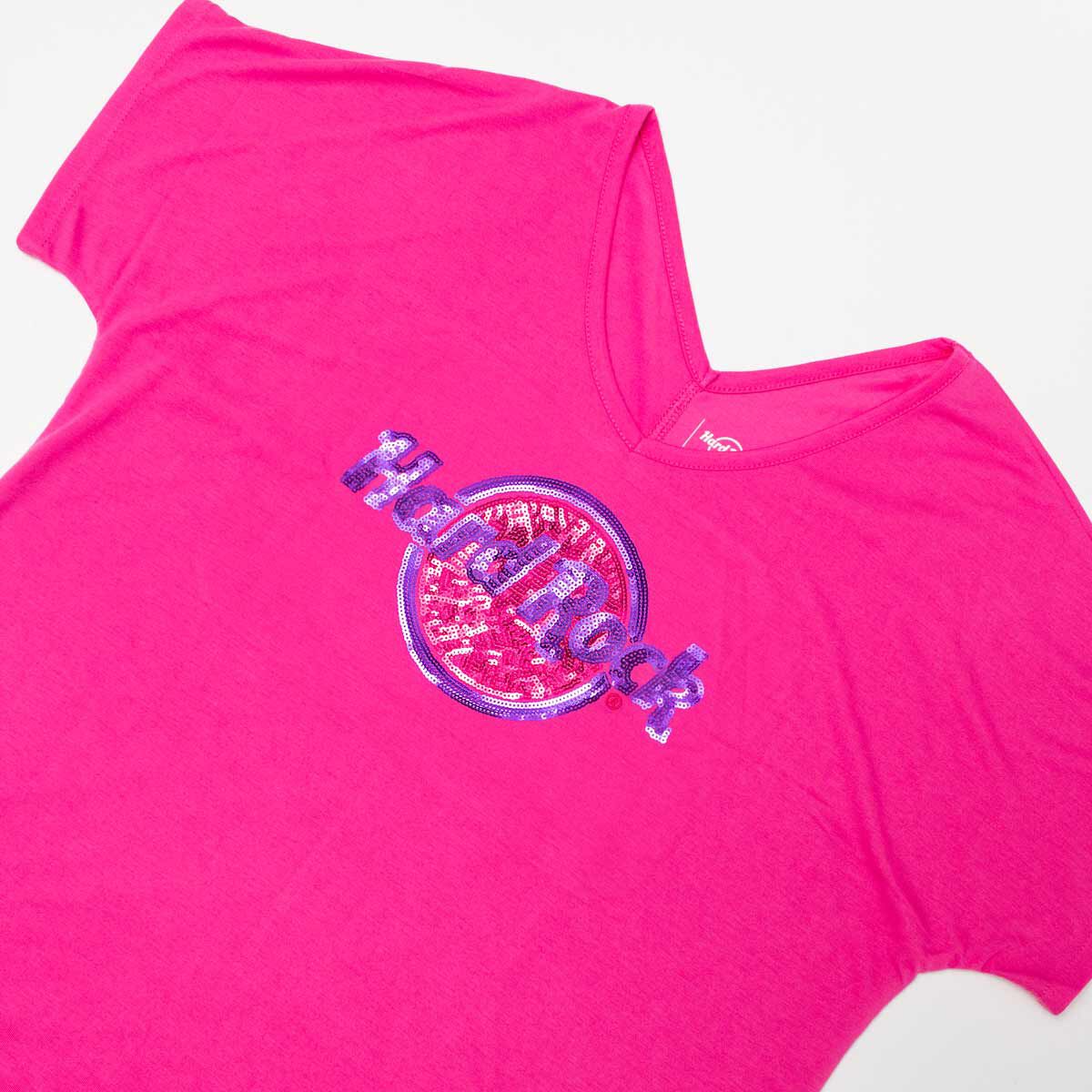 Hard Rock Sequins Logo V-neck Shortsleeve T-Shirt | Online
