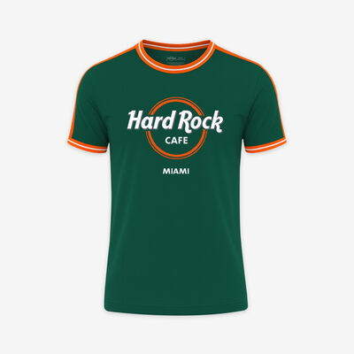 Adult Fit Miami Ringer Tee in Green and Orange