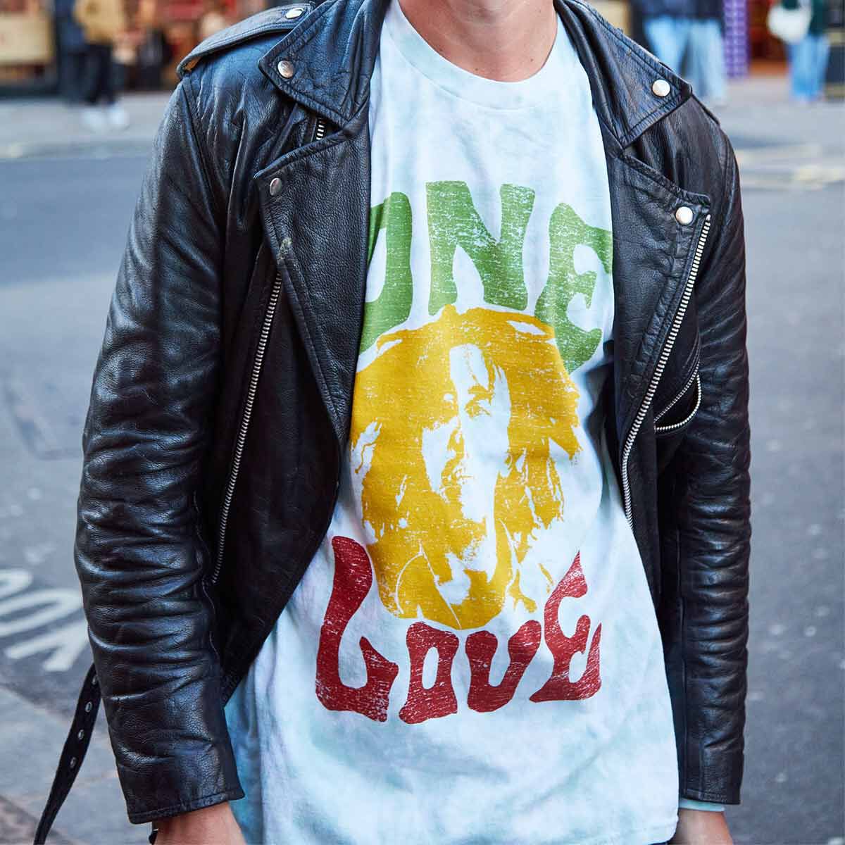 Bob Marley Adult Fit Long Sleeve One Love Tee Green