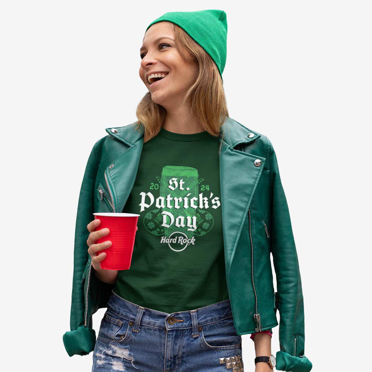 Rock the Green Vibes St. Patrick s Day 2024 Tee in Forest Green Limited Edition for Hard Rock Fans Online Rock Shop