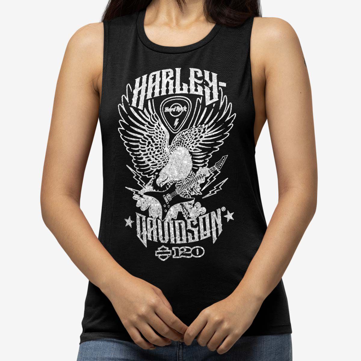 Harley Davidson Ladies Muscle Tank Top in Black Online Rock Shop