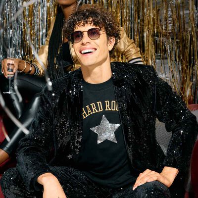 Metallic Sequins Logo Fleece Sweater in Black Metallic Sequins Logo Fleece Sweater in Black