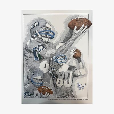 Steve Largent 100th Touchdown Signed Lithograph