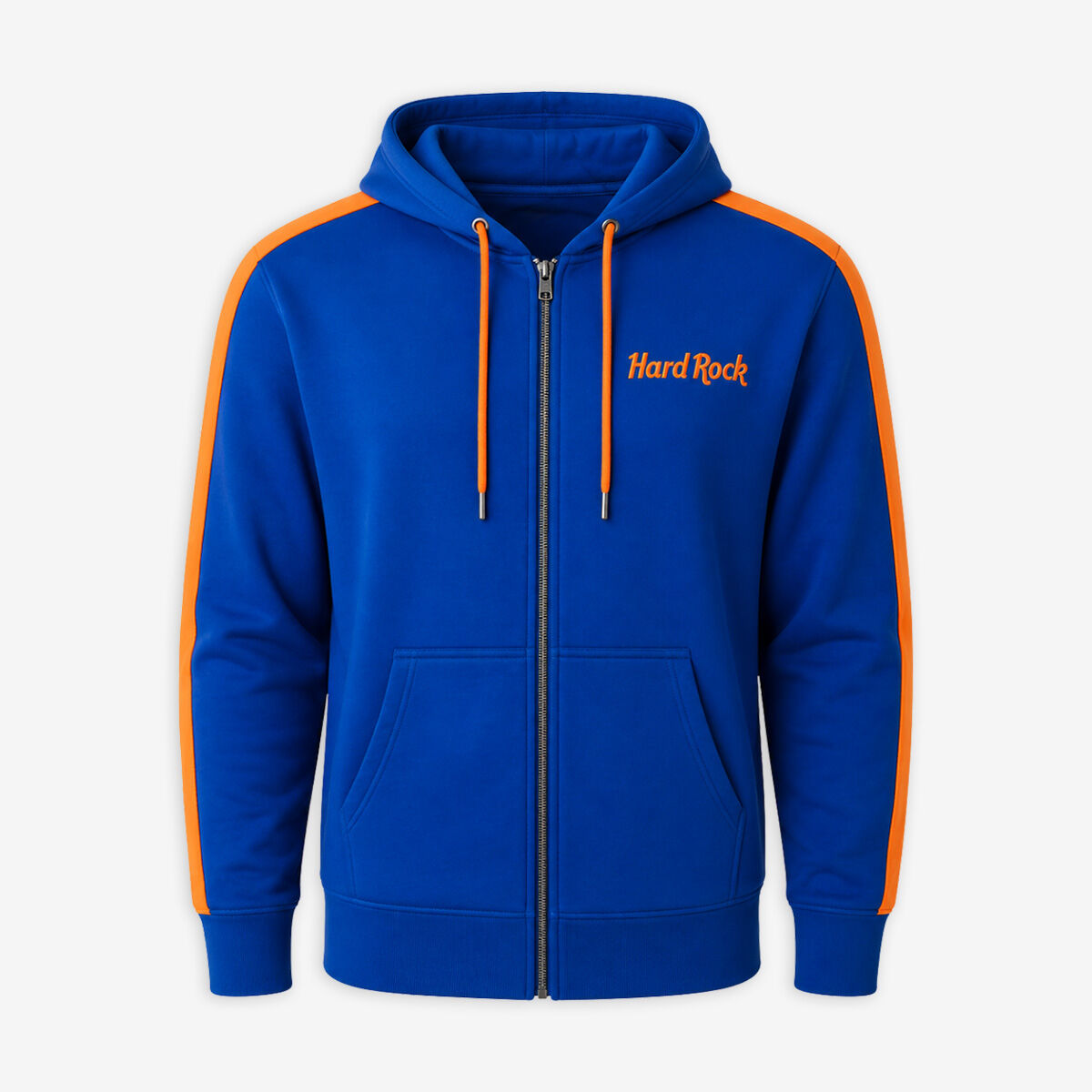 Hard Rock Cafe New York City Full Zip Fleece Hoodie Blue Orange