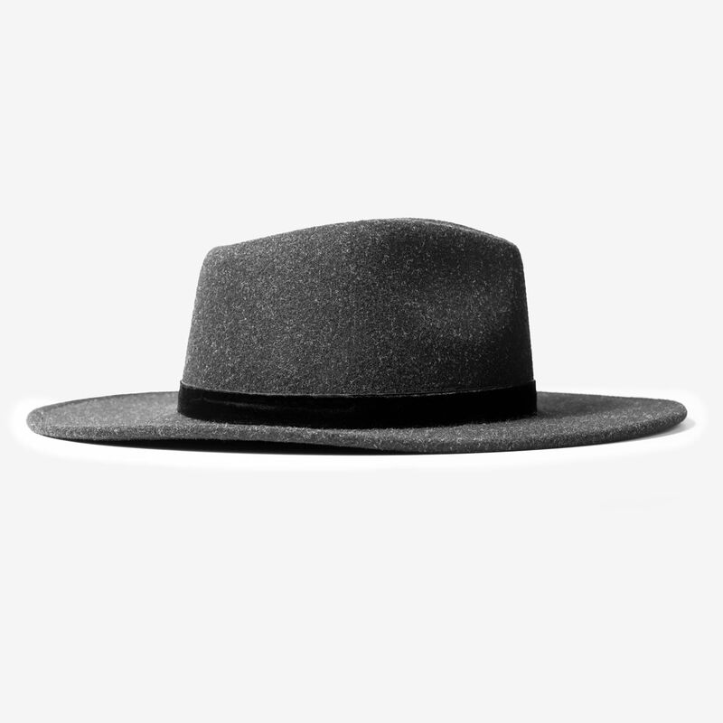 Black Large Brim Hat with Velvet Band image number 6