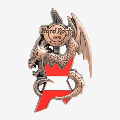 3D Dragon and Flag Guitar Pin
